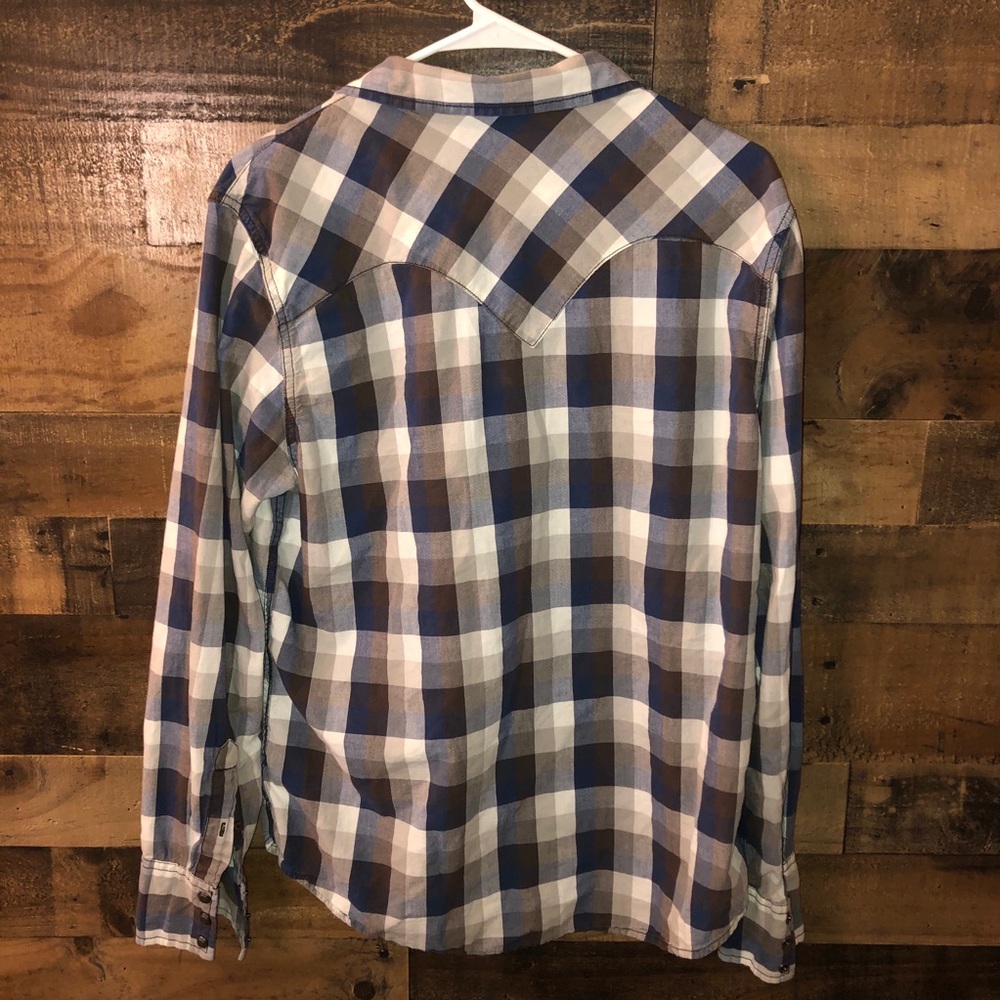 Plaid button down with snaps - Picture 2 of 5